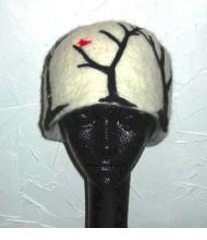 Handmade birds & trees hat by Veronica Haar, the Madville Hatter