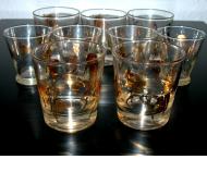 Set of 9 bullfighter motif glasses