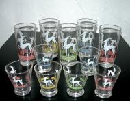 Set of 11 gazelle motif glasses
