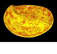 Yellow speckled ceramic ashtray