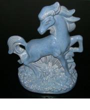 Blue ceramic horse
