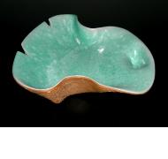 Turquoise & brown ceramic ashtray