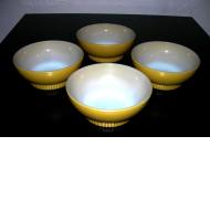 Set of 4 yellow glass bowls
