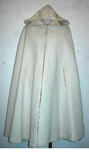 Hooded off-white reversible cape coat