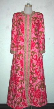 Malcolm Starr at Home pink floral quilted housecoat