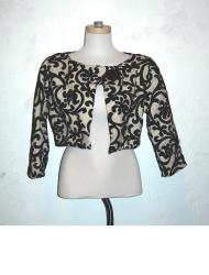 Black velvet and off-white brocade jacket by Helen Smith