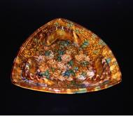 Brown & green ceramic ashtray