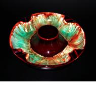 Brown & green ceramic ashtray