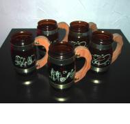 Set of 5 cowboy motif mugs