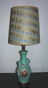 Turquoise & gold ceramic table lamp