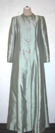 Pale seafoam blue full-length opera coat by Elizabeth Arden New York