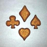Set of 4 amber glass playing card dishes/ashtrays