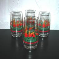Set of 4 drinking glasses with floral design