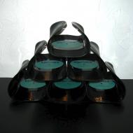 Handmade record album wine rack by Karen Dengler