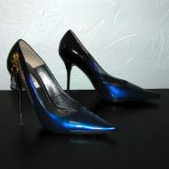 LeeZee blue zipper stilettos, size 7 US