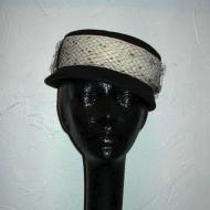 Vintage black & white straw hat