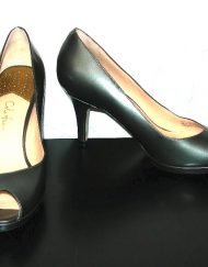 Cole Haan gunmetal gray peeptoe heels