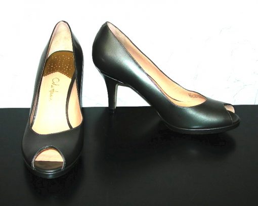 Cole Haan gunmetal gray peeptoe heels