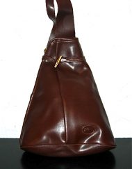 Longhamp chocolate brown leather shoulder sack