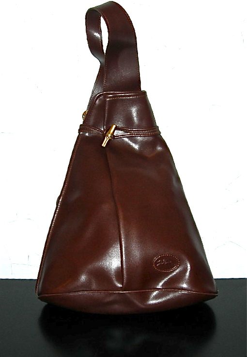 Longhamp chocolate brown leather shoulder sack