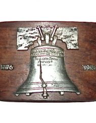 Bicentennial liberty bell vintage wooden belt buckle