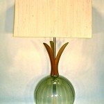 Vintage Danish style lamp with glass globe base, SOLD