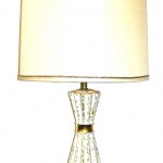 White & 24kt gold flecked ceramic lamp, $50