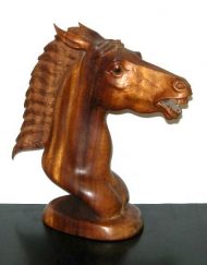 Carved wood horse head