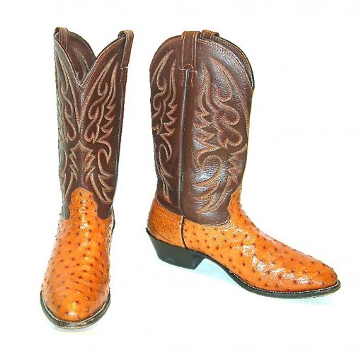 Larry Mahan ostrich leather cowboy boots, men's size 12
