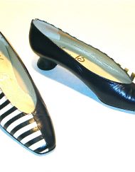 Norma B black & white half striped leather pumps