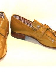 Vintage Rossi brown patent leather tassel loafers, men's size 10.5