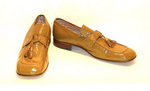 Vintage Rossi brown patent leather tassel loafers, men's size 10.5