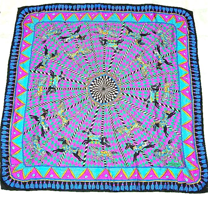 Louis Féraud Paris silk scarf, carousel motif