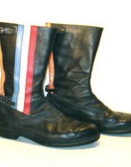 Vintage Ashman black leather striped motorcycle boots, size 9