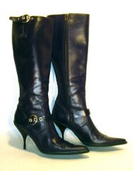 Miu Miu black leather knee-high boots