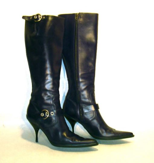 Miu Miu black leather knee-high boots