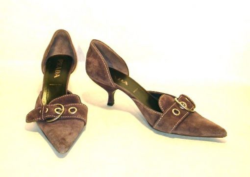 Prada brown suede kitten heels