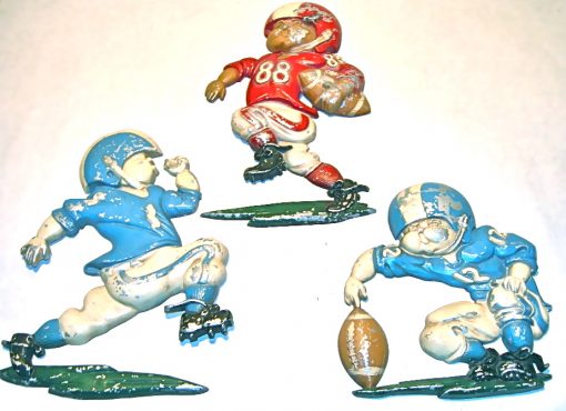 Set of 3 1976 Homco metal football player wallhangings