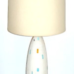 Vintage plaster lamp w/orange & blue accents, SOLD