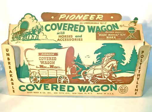 Vintage Marx Toys pioneer covered wagon set with horses and accessories - Image 2