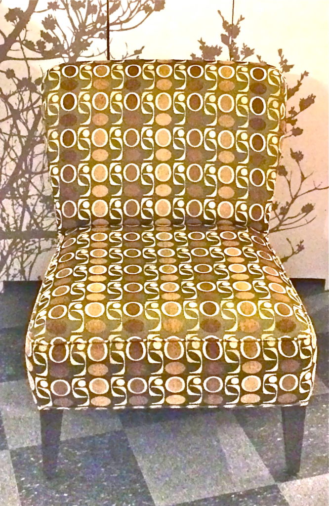 Contemporary oversize accent chair, geometric patterned upholstery