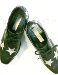 Stella McCartney platform shoes with silver glitter stars, size 6.5 US