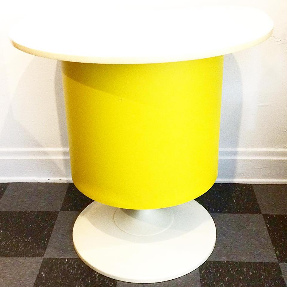 Vintage yellow pedestal bar, $250