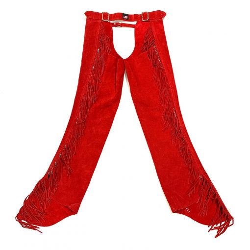 Whitman red suede fringed zip-up chaps