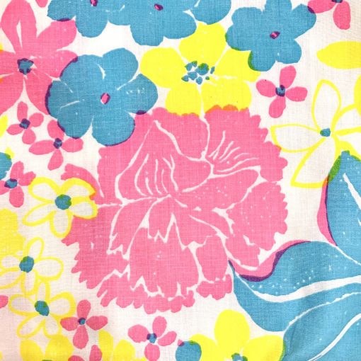 Vintage Lilly Pulitzer skirt, pink/blue/yellow floral, detail
