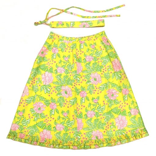 Vintage Lilly Pulitzer skirt, pink/yellow/green/white floral fabric