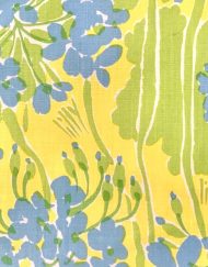 Vintage Lilly Pulitzer skirt, yellow/blue/green floral fabric, detail