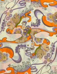 Vintage Evelyn Pearson psychedelic floral housecoat, detail