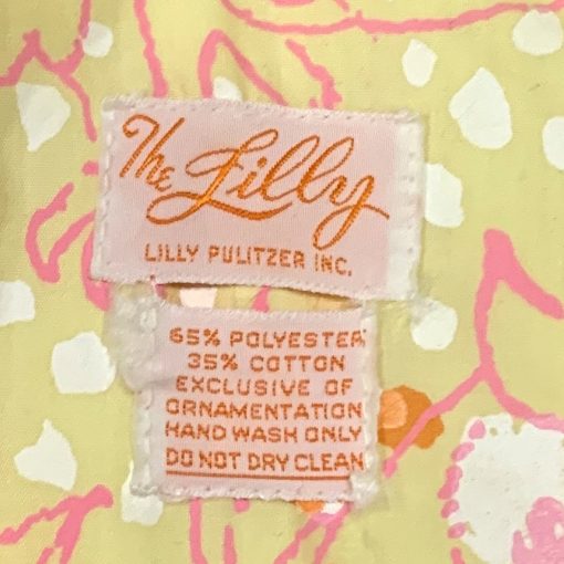 Vintage Lilly Pulitzer dress, owls & cats print fabric, detail