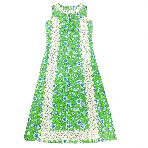 Vintage Lilly Pulitzer green & blue floral maxi dress